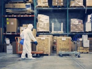 Covid-secure warehouse and factory Spotless commercial cleaning Cambridge